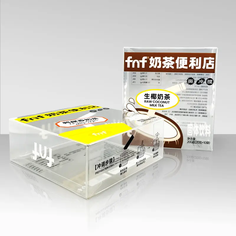 Clear Pvc Plastic Folding Packaging Box for Food Milk Tea packaging solution Featured Image