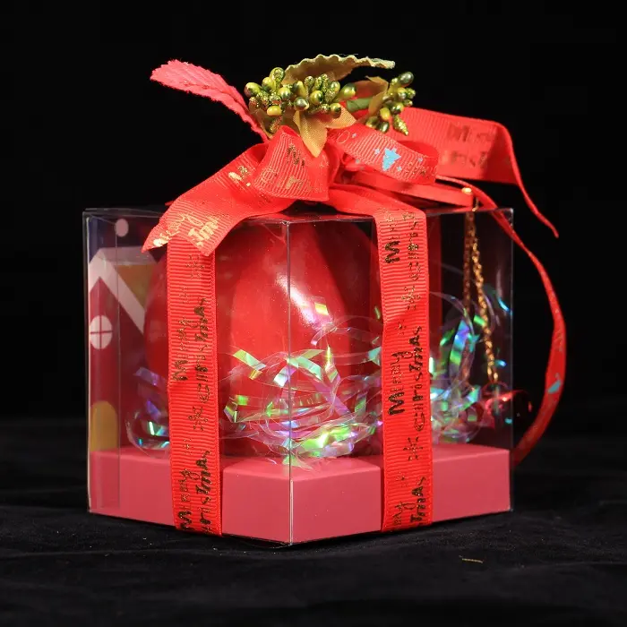 Christmas Candy Box Plastic Clear Gift Boxes Christmas Weddings Party Favors Boxes Xmas Holiday Party Treat Cookies Gift Box with Butterfly Bow Handle for Winter Holiday New Year Party Featured Image