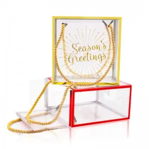 PET Clear Candy Boxes Wedding Birthday Party Supplies Transparent Plastic Gift Box Cookies Packaging Noel Storage Bag Handle