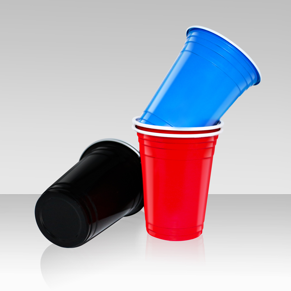 12oz/16oz festival reusable hard plastic cups wholesale red and customize white logo plastic cup party drink game cup Featured Image