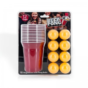 Beer Pong Game Set Drinking Cups Pong Balls Adults Party Game 12 pcs Kit