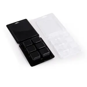 6 Cavity Wax Melt Molds, Clear Plastic Wax Melt Cube Trays, Empty Wax Melt Containers Holder for DIY, Wax Melt Candles, Tarts